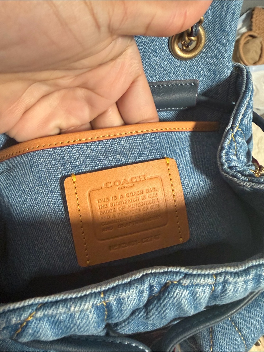 COACH Quilted Denim Tabby Small Backpack - Picture 8 of 14